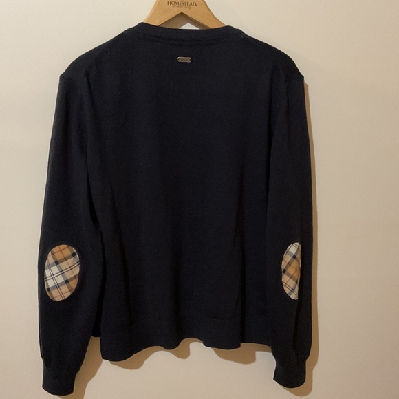 Preppy Barbour women’s classic navy cardigan sweater with tartan trim - Picture 6 of 7